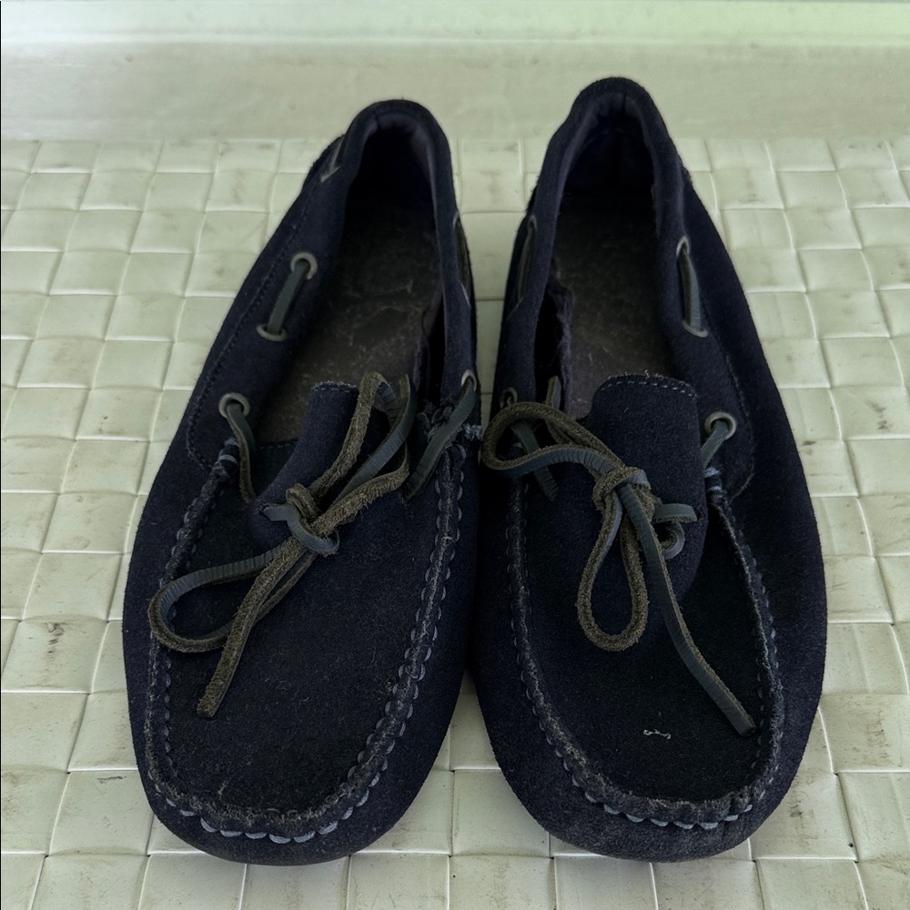 Neiman Marcus Navy Suede Moccasin Loafers